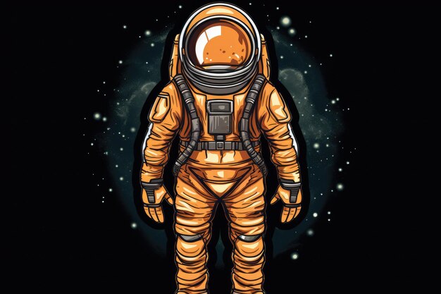 Un dessin d'un astronaute en position debout avec une piste de coupure sur un fond sombre
