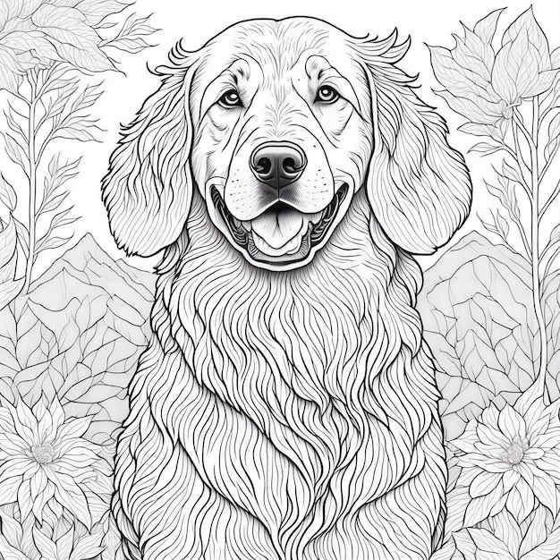 Dessin au trait beau chien mignon