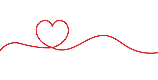 Dessin au trait coeur rouge