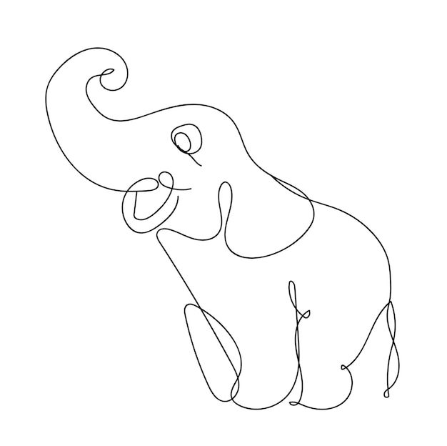 dessin au trait continu d'un éléphant