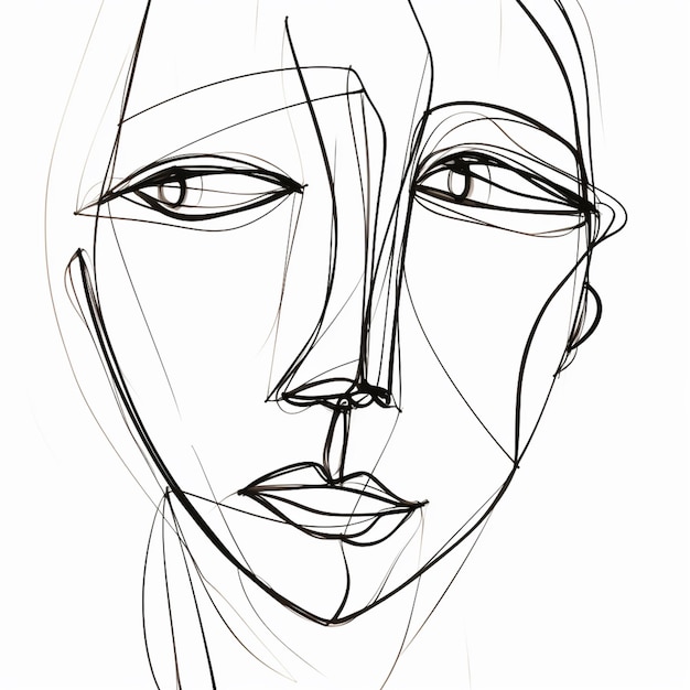 Photo dessin au trait femme visage contour dessin au trait continu