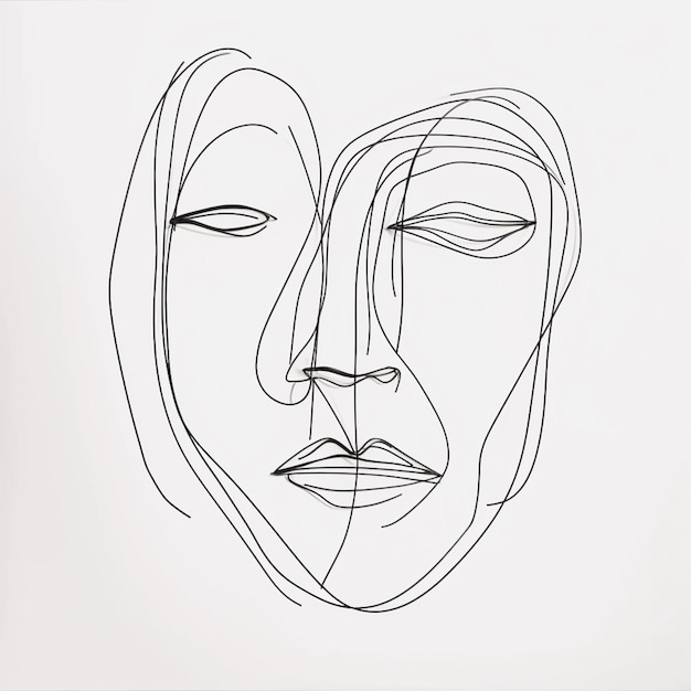 Photo dessin au trait femme visage contour dessin au trait continu