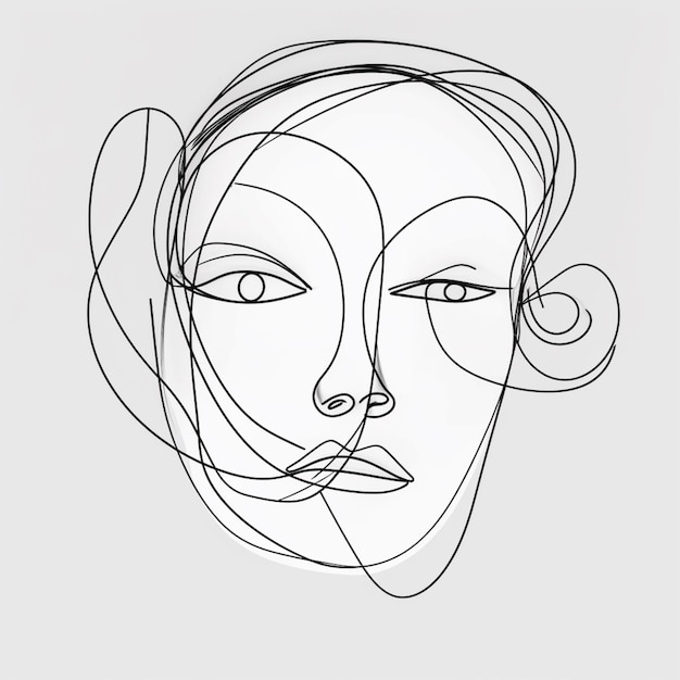 dessin au trait femme visage contour dessin au trait continu