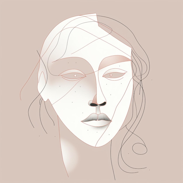 Photo dessin au trait femme visage contour dessin au trait continu