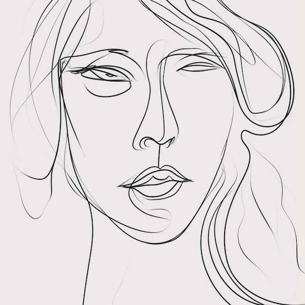 Photo dessin au trait femme visage contour dessin au trait continu