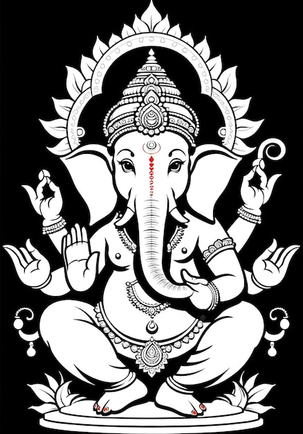 dessin au trait ganesha de style dessin animé