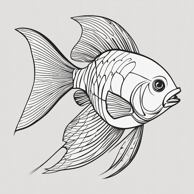 Dessin au trait de poisson Koi