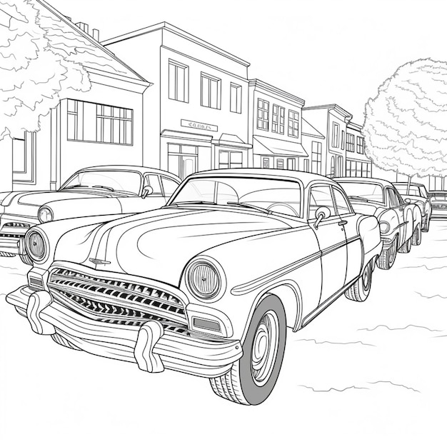 Un dessin au trait d'une voiture avec le mot ford sur le devant.