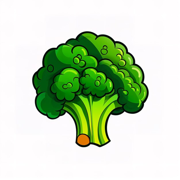 Photo dessin d'autocollant avec un brocoli sur fond blanc