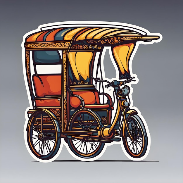 Photo dessin d'un autocollant de rickshaw tuk tuk