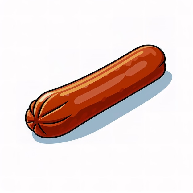 Photo dessin d'autocollant avec une saucisse sur fond blanc