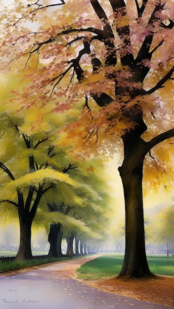 Dessin d'automne aquarelle