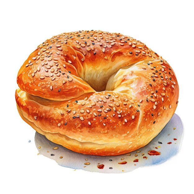 Un dessin d'un bagel aux graines de sésame.