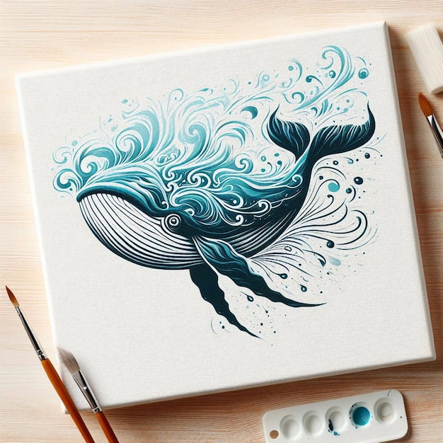 un dessin d'une baleine avec les mots baleine dessus