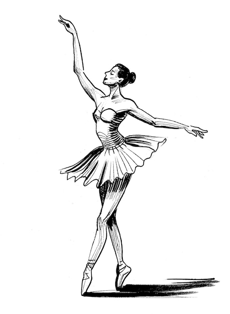 Un dessin d'une ballerine dans une robe blanche.