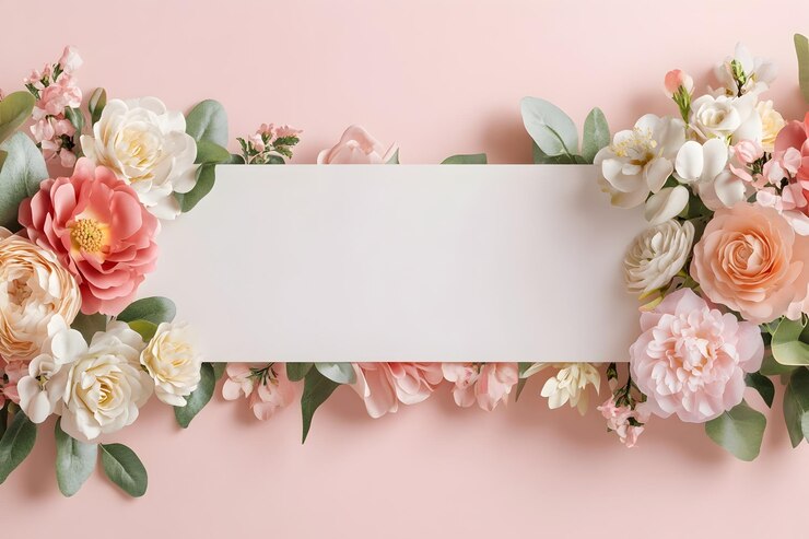 Photo dessin de bannière florale pour la fête des mères avec un titre et un espace d'étiquette vides