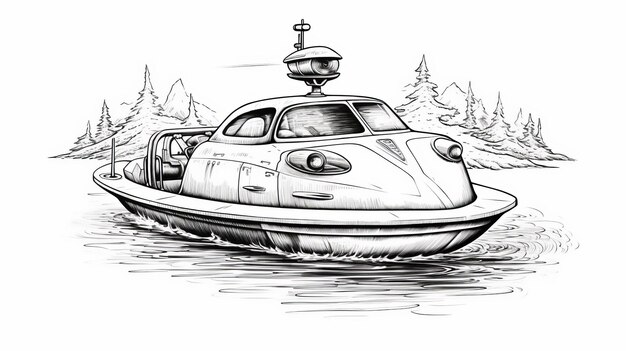 Photo un dessin de bateau à moteur monochrome capricieux de dc comics