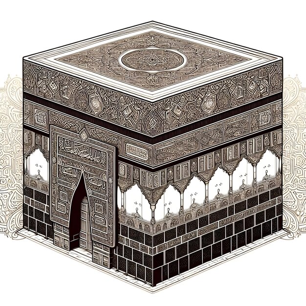 Photo un dessin d'un bâtiment kabah mekkah eid aladha