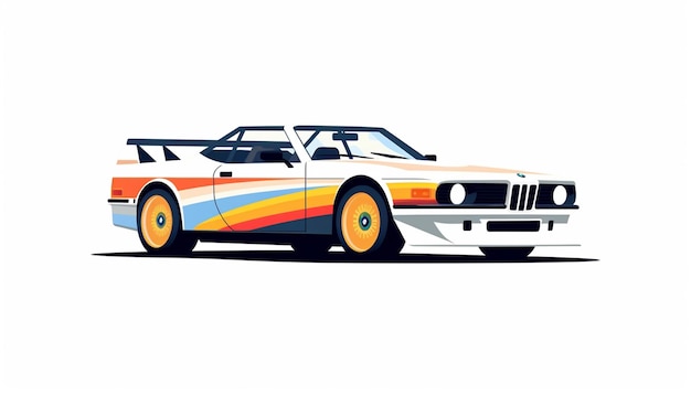 Un dessin d'une bmw e30 m3 avec une bande colorée.