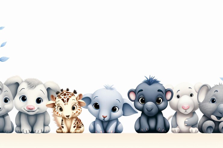Photo dessin de la bordure avec des animaux mignons