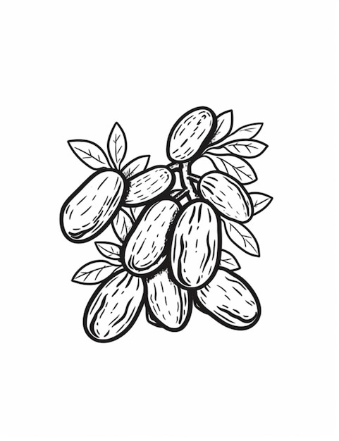 Un dessin d'un bouquet d'amandes sur une branche générative ai