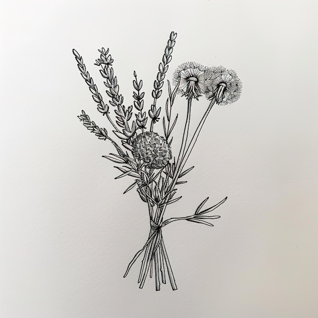 Photo un dessin d'un bouquet de fleurs avec le mot f dessus