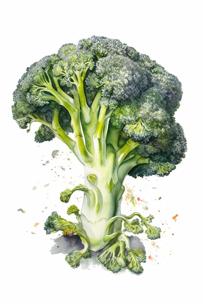 Un dessin d'un brocoli avec le mot brocoli dessus