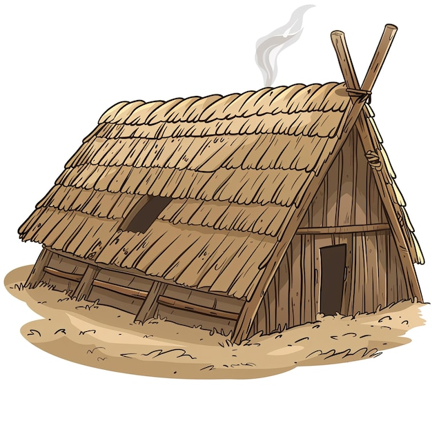 Photo un dessin d'une cabane avec une maison sur le côté