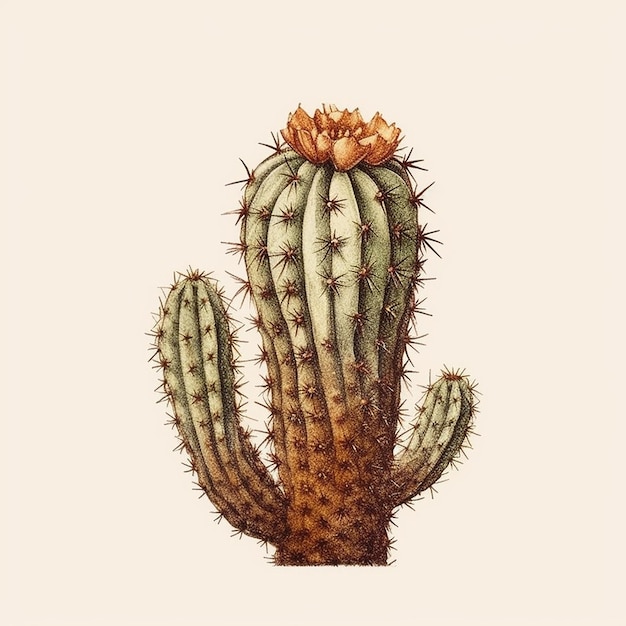 Un dessin d'un cactus avec une fleur dessus