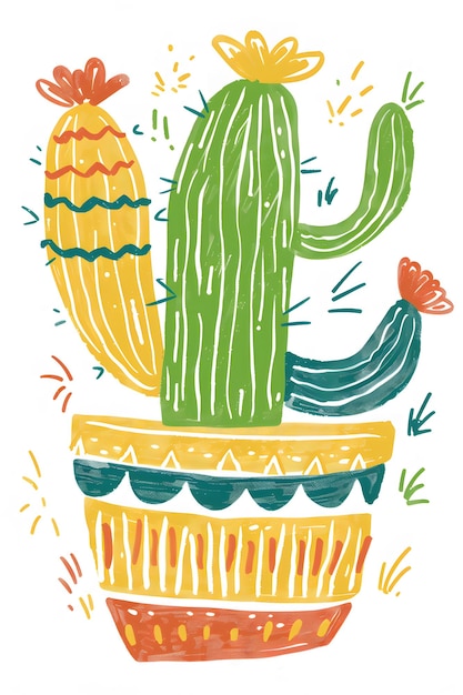 Photo un dessin d'un cactus