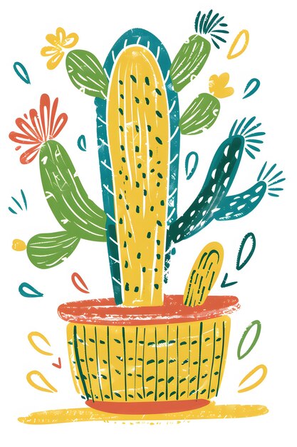 Photo un dessin d'un cactus