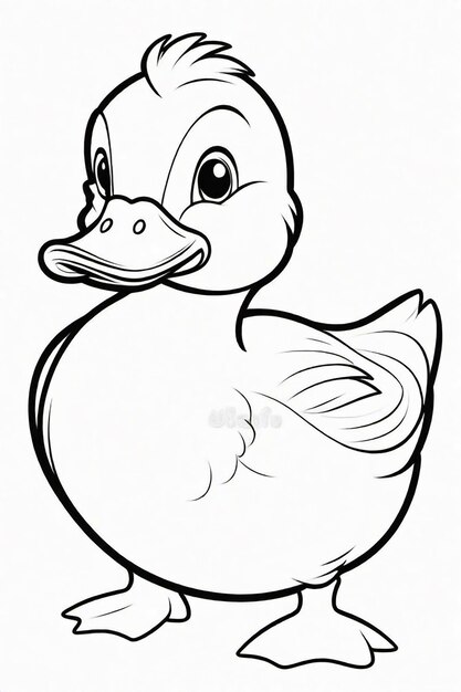 Photo dessin d'un canard pour enfants à colorier