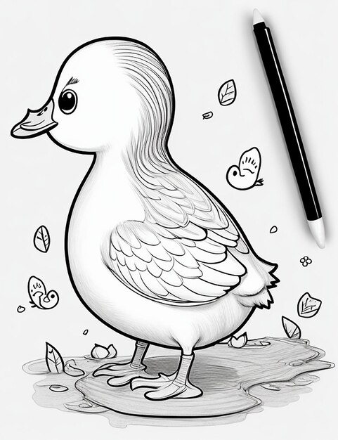 Dessin d'un canard pour enfants à colorier