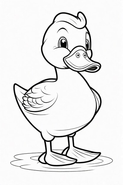 Photo dessin d'un canard pour enfants à colorier