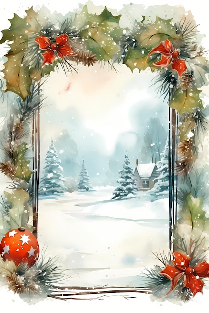 Dessin de carte de Noël à l'aquarelle