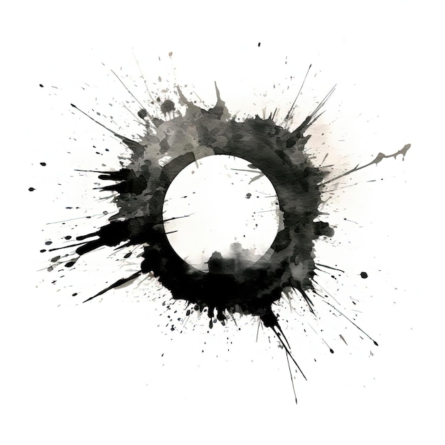 Photo un dessin d'un cercle noir éclaboussé dans le style de l'effet de double tonalité