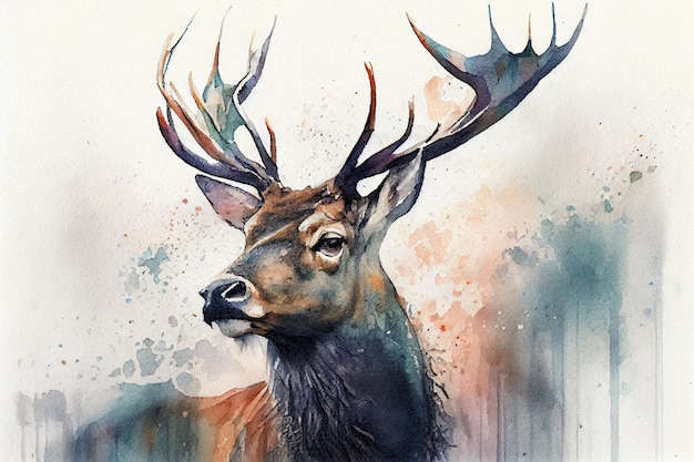 Dessin de cerf avec un peu d'aquarelle