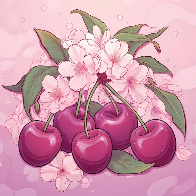 Photo dessin de cerises