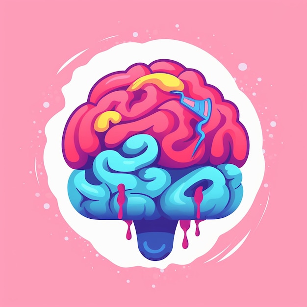 un dessin d'un cerveau avec le mot cerveau dessus