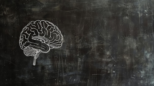 Un dessin d'un cerveau sur un tableau noir