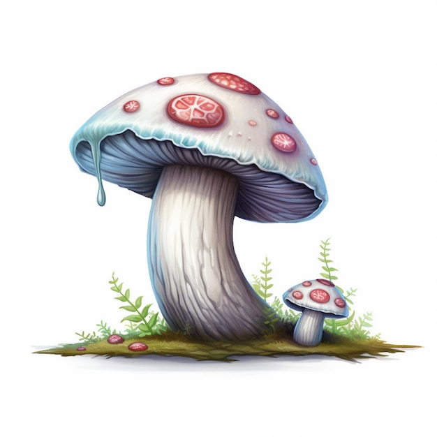 un dessin d'un champignon avec un champignon et une grenouille.