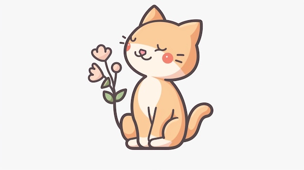 un dessin d'un chat de dessin animé avec une fleur et une image de dessin caricatural d'un chien de dessin illustré avec un fleur rose