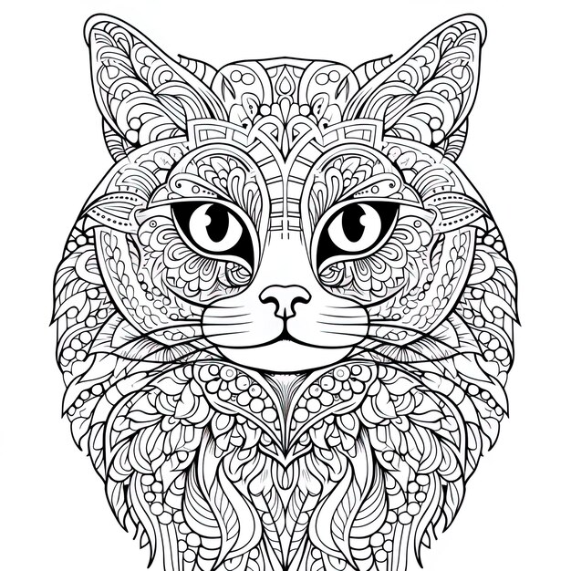 un dessin d'un chat avec un motif de tête qui dit le nom d'un chien