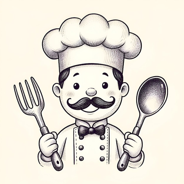 Photo un dessin d'un chef avec une moustache