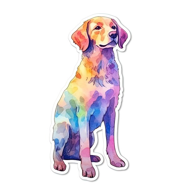 un dessin d'un chien avec un fond coloré