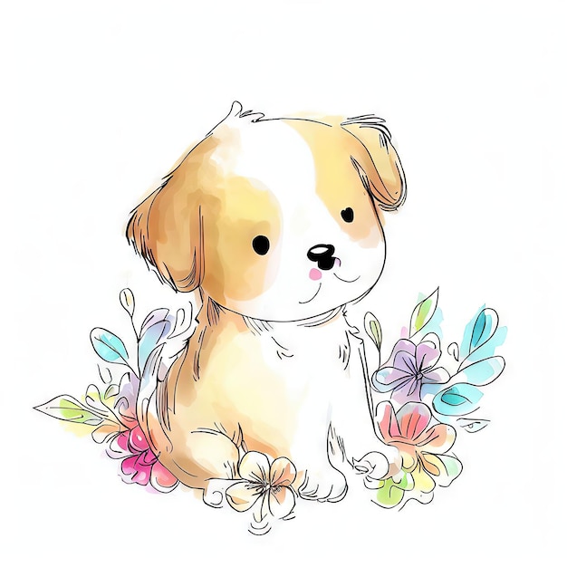 Un dessin d'un chien avec une langue rose.