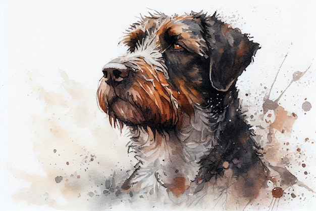 Dessin de chien avec un peu d'aquarelle