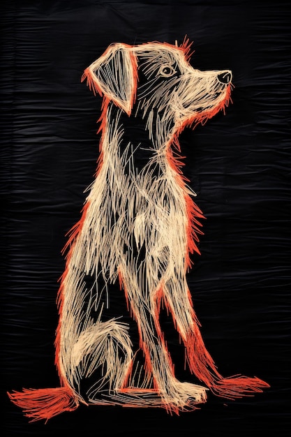 Photo un dessin d'un chien qui a une flamme dessus