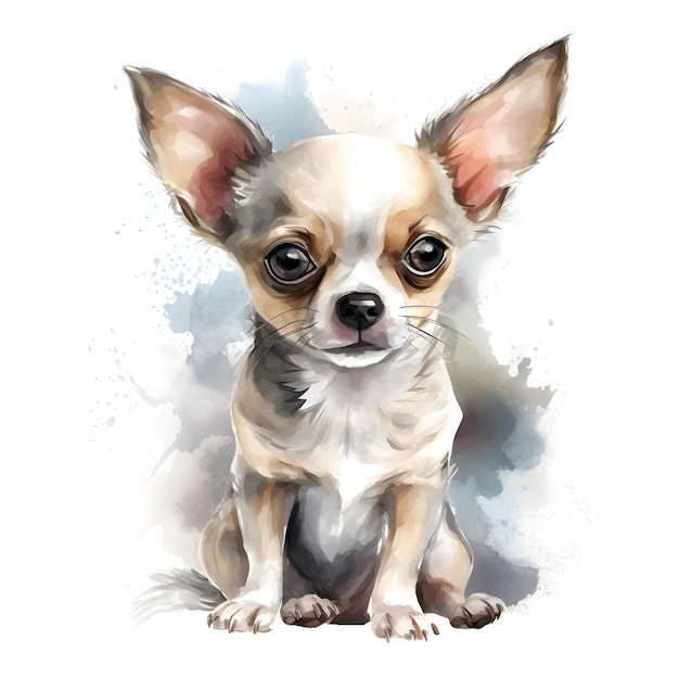 Un dessin d'un chihuahua avec de grandes oreilles.