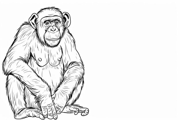 Photo un dessin d'un chimpanzé assis sur le sol